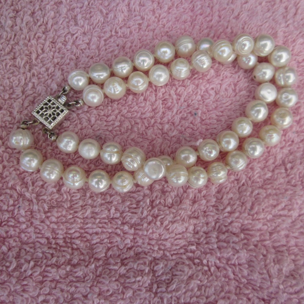 Pearl Bracelet with Sterling Clasp